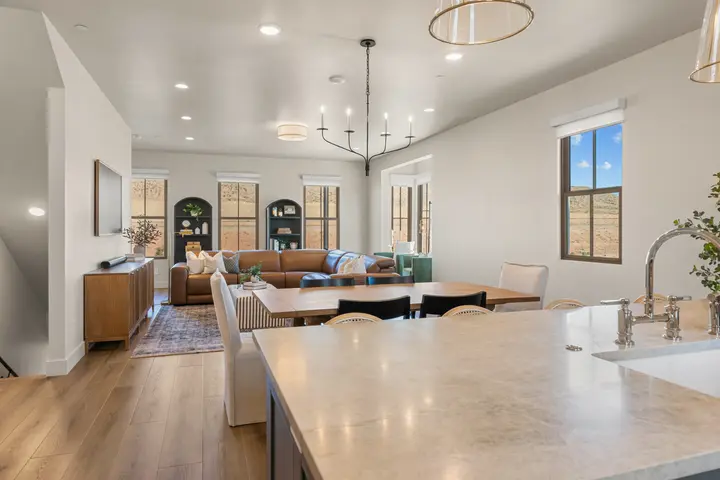 Open living room and kitchen at The Rad Retreat (2nd floor)