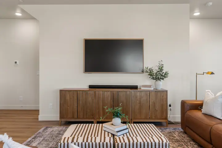 Living room TV area at The Rad Retreat (2nd floor)