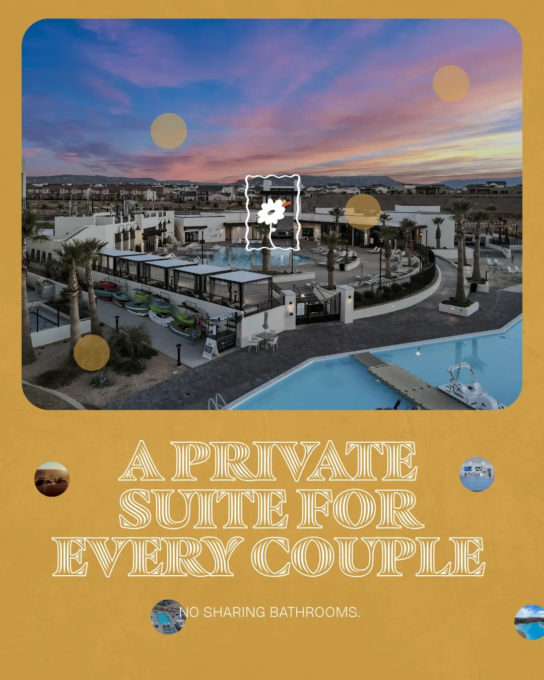 Three couples. Three private suites. No sharing bathrooms.