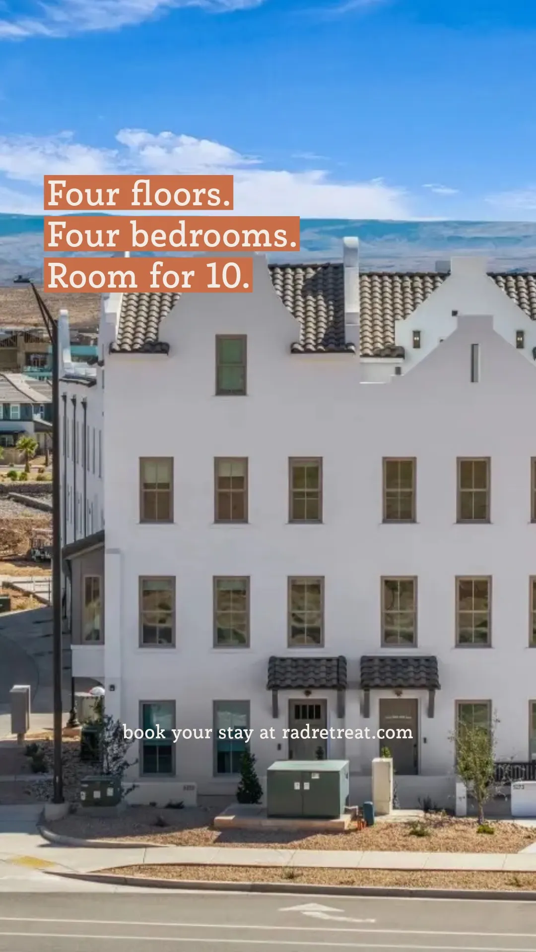 Take the tour, top to bottom — rooftop deck, game room, bright kitchen, and a bed for everyone.