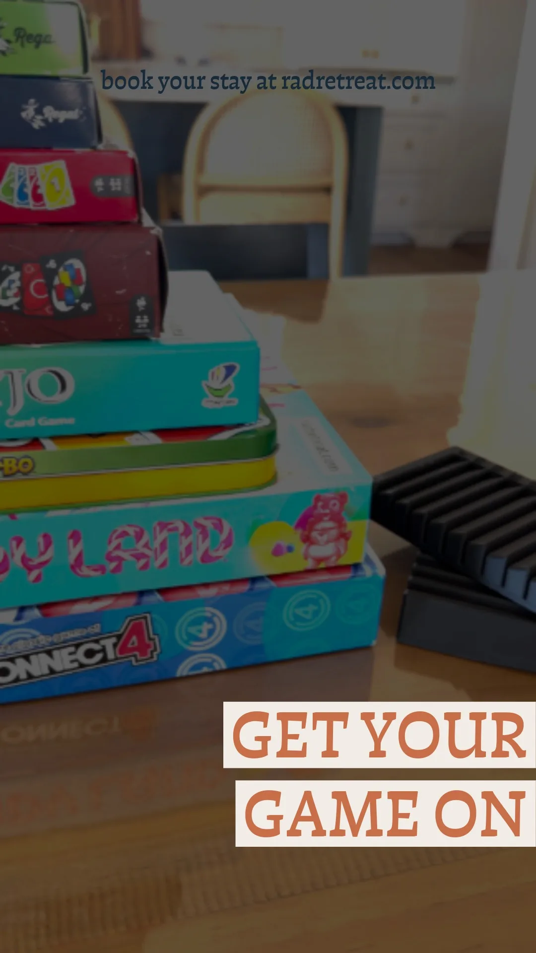 A closet full of board and card games means there's always something to do — and someone ready to play.