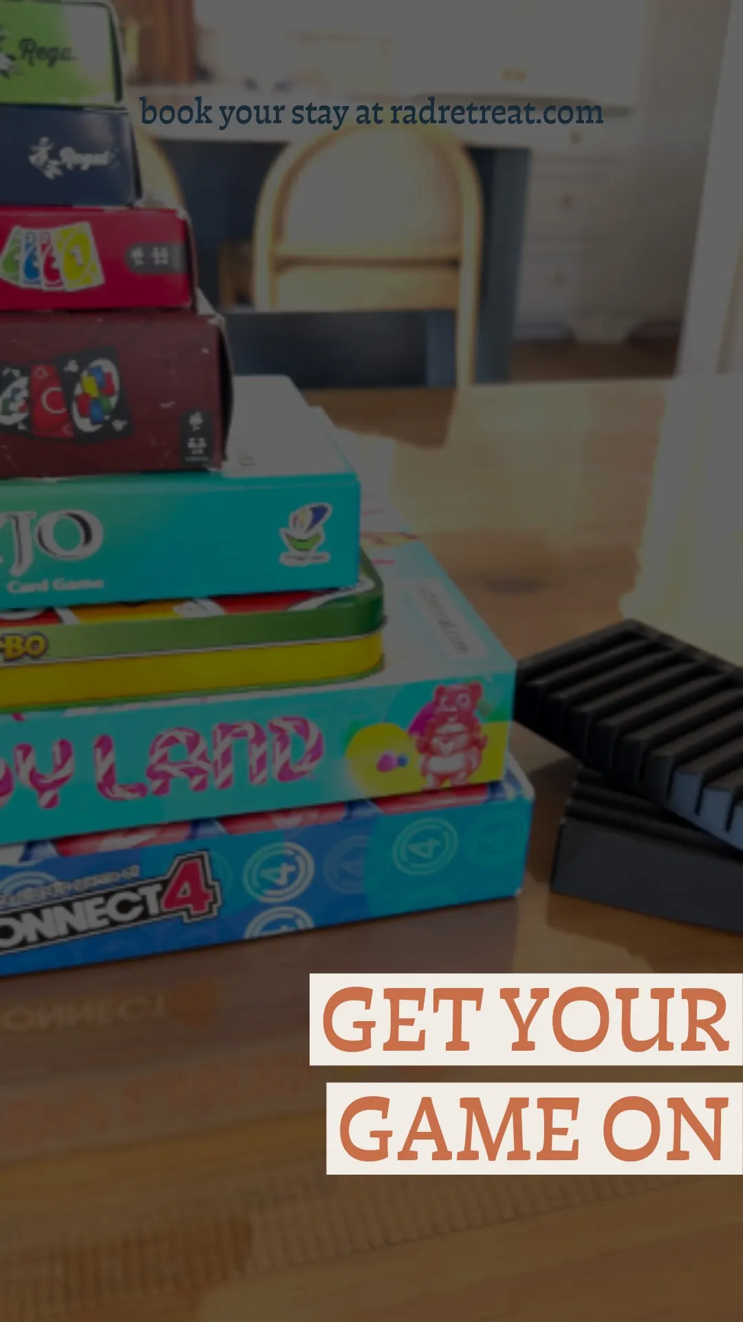 A closet full of board and card games means there's always something to do — and someone ready to play.