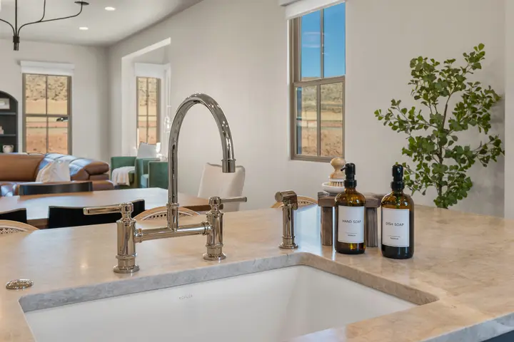Kitchen sink and prep area at The Rad Retreat