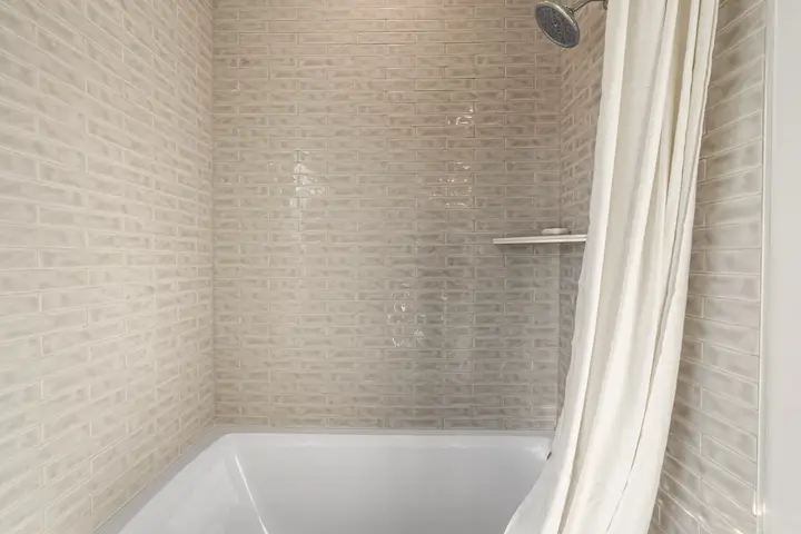Third-floor bathroom shower at The Rad Retreat