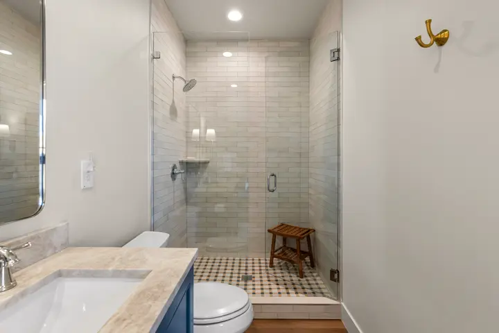 Third-floor ensuite bath vanity at The Rad Retreat