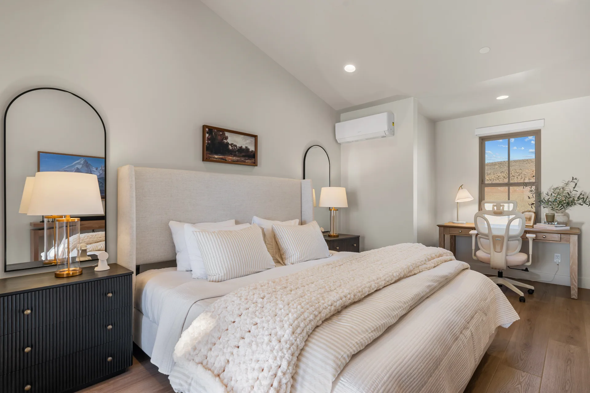King bedroom with ensuite bath and office at The Rad Retreat (4th floor)