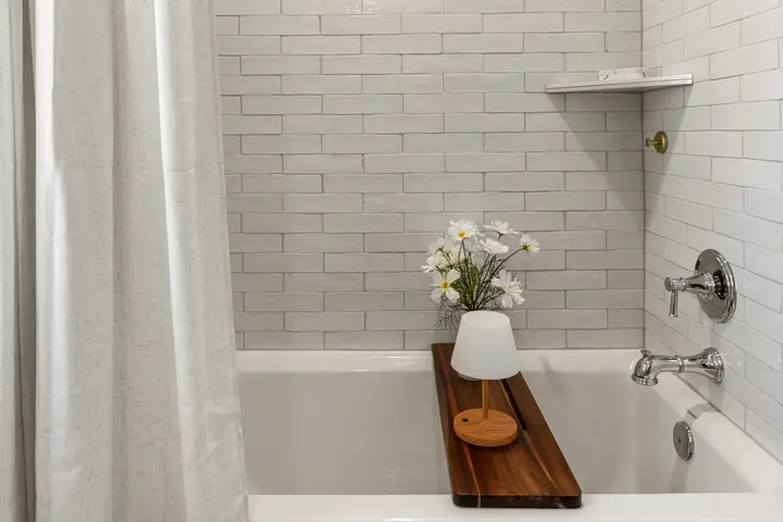Fourth-floor ensuite bathroom shower at The Rad Retreat