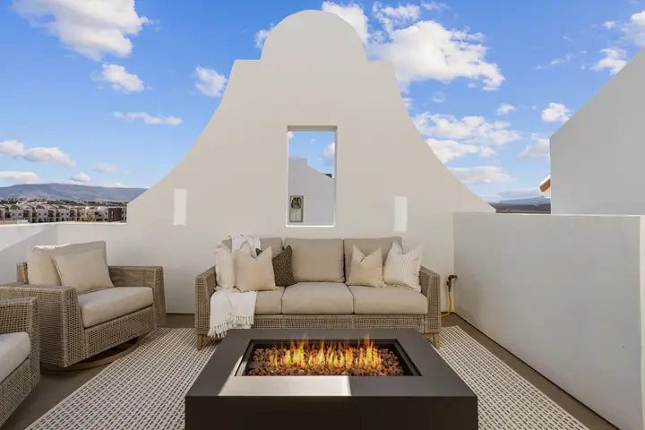 Rooftop fire table at The Rad Retreat