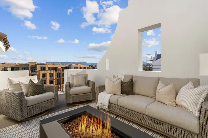 Rooftop patio seating at The Rad Retreat