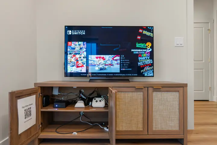 Game room hangout space at The Rad Retreat