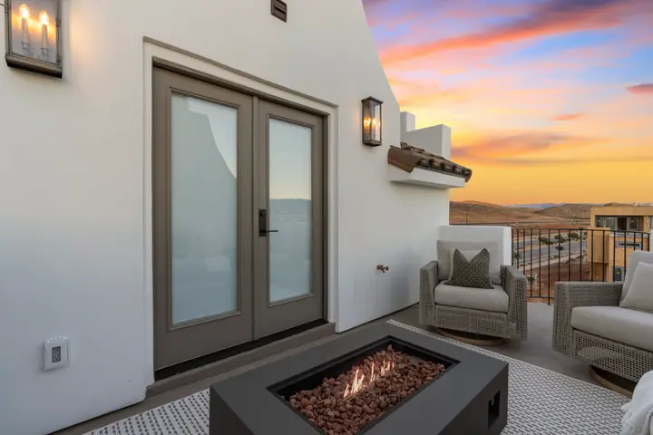 Rooftop patio gathering area at The Rad Retreat