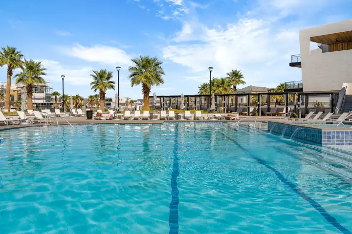 Resort pool seating at Desert Color
