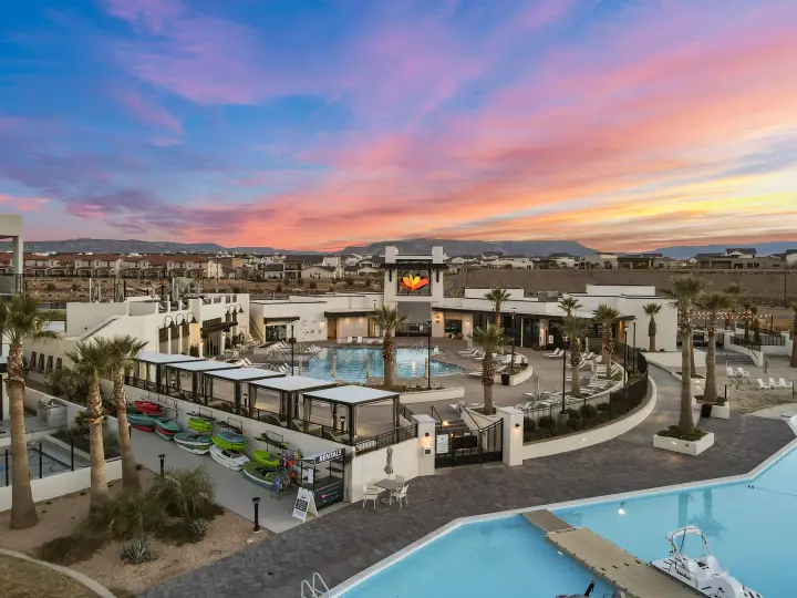 Shores Resort pool and cabanas at Desert Color